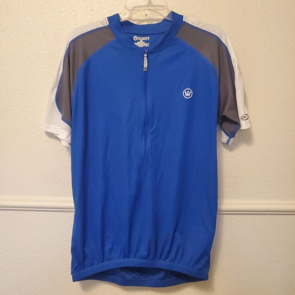 Canari Cycling Jersey Men's Size L Blue Short Sleeve 3 Back Pockets 1/2 Zip - Picture 1 of 12